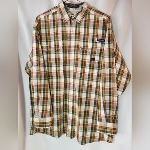 Columbia Brown and Orange Casual Button Down Shirt